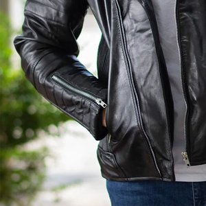 Chaqueta Negra Personalizada con Logotipo, Chaqueta de Cuero Vintage para Hombre, Chaqueta de Invierno de Alta Calidad, Ropa Urbana - Product Image 6