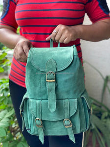 Mochilas de cuero de gamuza de gran capacidad para hombres y mujeres, mochilas escolares, mochila con cordón Vintage, mochilas para ordenador portátil de alta calidad - Product Image 2