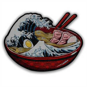 Patch brodé thermocollant motif bol de ramen japonais, décoration en tissu, cadeau - Product Image 1