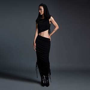 Women's <b>Skirts</b> Knitted Shimmering Jersey Stretchy <b>Skirt</b> <b>Black</b> Straight <b>Skirt</b> Vietnam ODM Customize Size Vietnam Manufacturer - Product Image 1