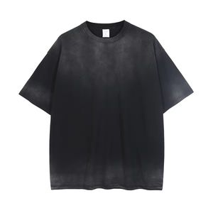Camiseta de algodón vintage con logo personalizado para hombre, estilo oversize, lavado ácido, streetwear, efecto desgastado, proveedor - Product Image 2