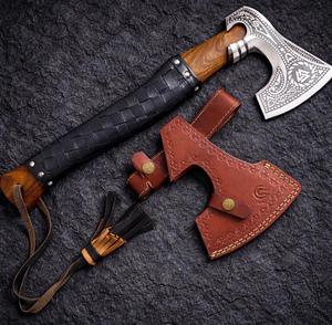 Hacha Vikinga Valhalla Forjada a Mano de la Mejor Calidad, Hacha de Caza Hecha a Mano con Grabado para Supervivencia, con Funda - Product Image 6