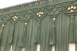 Kitchen Short <b>Curtains</b>, Boho Chic Macrame Valance - <b>Long</b> Narrow Wall Art Decoration, Handmade Neutral Macrame <b>Curtain</b> with Beads - Product Image 3