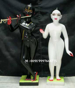 หินอ่อนสีขาวกฤษณะทาสีพิเศษ Murti อินเดียส่งออกรูปปั้นบูชาวัฒนธรรมฮินดูทำด้วยมือรูปปั้นที่มีคุณภาพสูงที่มีสีสัน - Product Image 4
