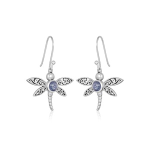 Natural Tanzanite Dragonfly Dangle <b>Earrings</b> 925 Sterling <b>Silver</b> Blue Gemstone <b>Earrings</b> Women’s Fashion Jewelry Gift - Product Image 1