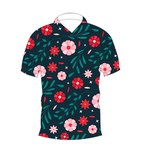 เสื้อโปโลพิมพ์ลายดอกไม้สีกรมท่าเข้มสำหรับผู้ชายแขนสั้นลำลองแฟชั่นฤดูร้อน - Product Image 1