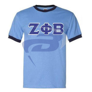 Camiseta Zeta Phi Beta Sorority Ringer Blanca y Azul con Letras Griegas ZPB, Camiseta Sorority, Ropa de Estilo Griego, Camiseta Universitaria - Product Image 2