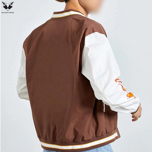 Wholesale Men Satin Varsity Jacket Lightweight Custom Embroidery Printed Casual Retro Slim Fit Streetwear Bomber Jackets - Product Image 6