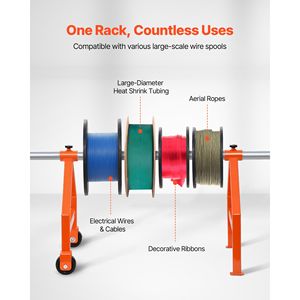 Portacavi Portatile con Capacità di Carico di 100 kg, Rastrelliera Mobile per Cavi su Ruote, Supporto per Bobine di Diametro 29,9 cm - Product Image 6
