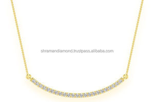 Minimalist 925 <b>Silver</b> Gold Plated Curved Bar Pendants With Round Brilliant Natural Diamonds Channel Set For Women Everyday Wear - Product Image 6