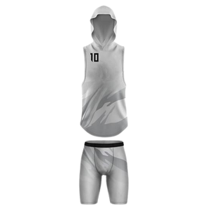 Ensemble maillot et short ajusté de football 7v7 pour garçons, sans manches, à capuche, uniforme pour jeunes, imprimé abstrait, personnalisable avec nom et numéro du joueur - Product Image 1