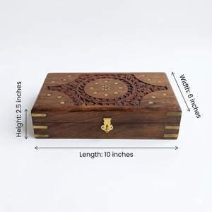 Eco-Friendly Rectangle <b>Wooden</b> <b>Box</b> for Jewelry Gift Storage-Soft Interior for Delicate Items Christmas Chinese New Year Tabletop - Product Image 2
