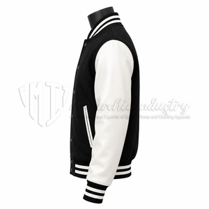 Custom Black <b>White</b> Wool Leather Varsity <b>Jacket</b> <b>Men</b> Classic Letterman Baseball <b>Jacket</b> OEM Embroidery Bulk Manufacturer - Product Image 5