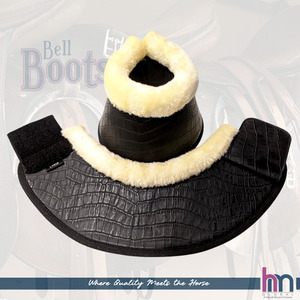 Protège-ongles de cheval de qualité supérieure en cuir synthétique croco, néoprène et garniture en vison rembourrée, protection absorbant les chocs - Product Image 4