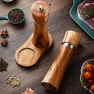Hot Selling Eco-Friendly Manual Wooden Salt and <b>Pepper</b> <b>Grinder</b> Herb Mill Spicy <b>Grinder</b> Tray Set Spice <b>Grinder</b> Set - Product Image 5