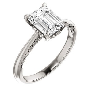 <b>Emerald</b> Cut Moissanite Luxury Certified <b>Ring</b> 925 Sterling <b>Silver</b> Gold Plated Engagement Wedding Bridal Solitaire Promise <b>Ring</b> - Product Image 2