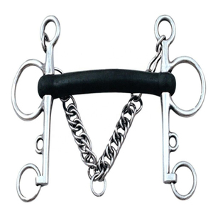อุปกรณ์ขี่ม้าแบบตะวันตกคุณภาพสูงขายดีที่สุด บิตสแตนเลสสตีลแบบ Mullen Mouth Rubber Pelham ขายส่ง - Product Image 1