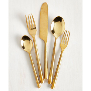 Ensemble de couverts minimalistes en acier inoxydable doré mat, style nordique, design long, couteau, cuillère, fourchette, pour restaurant, ustensiles durables - Product Image 4