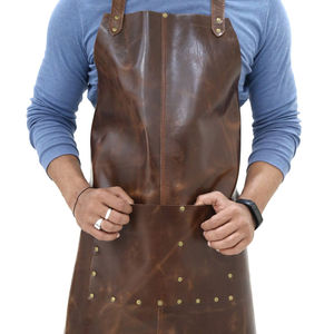 Delantal de Soldador de Cuero PU Personalizado 2026, Color Marrón, Delantal de Trabajo de Cuero Suave de Alta Calidad para Hombre, Hecho en Pakistán - Product Image 3