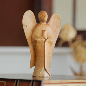 Centre de table en bois minimaliste en forme d'ange, figurine décorative élégante pour les arrangements de table modernes - Product Image 1