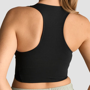 Camiseta sin mangas para mujer con media cremallera, corte acanalado, largo recortado, personalizable, ropa de gimnasio, absorción de sudor, ajuste ceñido, 100% poliéster - Product Image 5