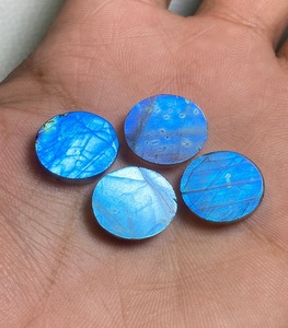 Cabujón Redondo de Labradorita Azul Natural, Piedra Preciosa con Reverso Plano de 5-30 mm, Piedra Suelta Pulida Brillante para Fabricación de Joyas, Kit de Bricolaje - Product Image 1