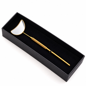 Gold Plated Handheld Makeup <b>Mirror</b> 3X <b>Magnifying</b> Single Side Metal Frame - Product Image 1
