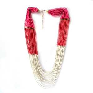 Collar de cuentas de semillas Heart Link Crimson Radiance, hecho a mano, diseño indio, joyería para fiestas, calidad premium, precio al por mayor. - Product Image 5