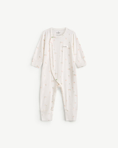 Combinaison bébé en coton et élasthanne à imprimé floral, ajustée, à manches longues, avec boutons-pression pour nouveau-né fille, ODM Vietnam - Product Image 1