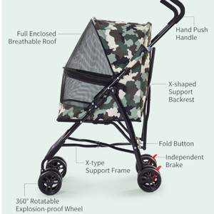 Poussette pour animaux de compagnie animaux de compagnie pour animaux de petite et moyenne taille en plein air Usine en gros facile pliant léger 2023 - Product Image 2