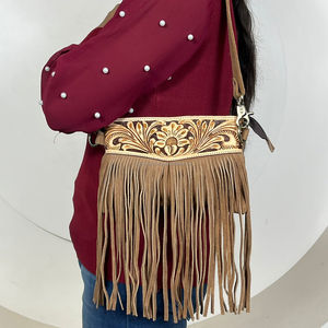 Low Price 2025 Fashion Latest Designer Mini Bags Hand Tooled Suede Leather <b>Fringe</b> Shoulder Bags Women's Handbags for Women Purse - Product Image 4