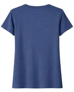 Camiseta de Algodón Azul Acero para Mujer con Estampado Floral de Pedrería, Manga Corta Casual, Top de Verano, Fabricante Personalizado, Suministro de Fábrica OEM - Product Image 2