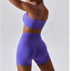 Conjunto Deportivo de Dos Piezas para Mujer, Shorts de Yoga Cómodos de Cintura Alta, para Gimnasio, Entrenamiento, Fitness, Running, Pilates - Product Image 2