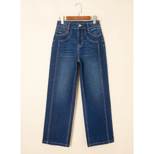 Women's Denim Jeans High Waist Straight Leg Regular Fit Medium Rise Breathable Eco-Friendly Summer Casual Wear Light Color Pants - Product Image 6