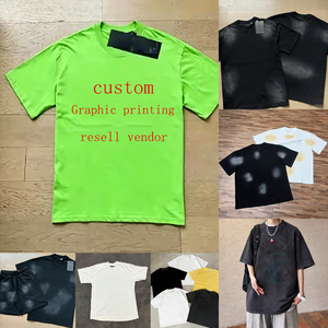 Men Loose Casual Short-Sleeved Knitted T-Shirt 100%Cotton 280Grams High Street Vintage Beautiful Rhinestone Hot Supplier vendor - Product Image 1