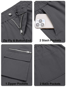 Lightweight Sporty Men's Casual Straight Mid-Rise Jogger Pants Breathable Quick Dry Eco-Friendly Windproof <b>Canvas</b> 100% Cotton - Product Image 3