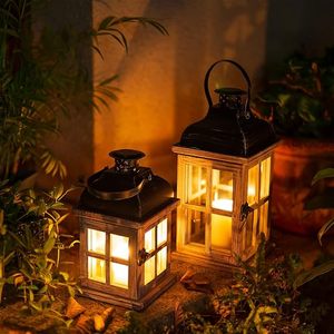 Rustic Wooden Glass Candle <b>Lantern</b> Decorative Farmhouse Tabletop Hanging <b>Lantern</b> for Home Wedding Party Decor - Product Image 4