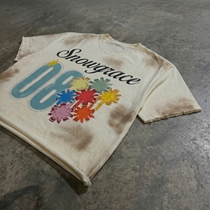 สโนว์เกรซ 08 เสื้อยืดโอเวอร์ไซส์พิมพ์ลายต้นปาล์มผู้ชายแขนสั้นลำลอง O-Neck เสื้อผ้าฝ้ายเจอร์ซีย์ - Product Image 2
