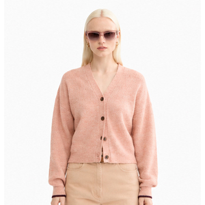Suéter Casual de Punto Rosa para Mujer 2026, Cuello Redondo, Manga Larga, Corte Recortado, Otoño, 100% Acrílico, Anti-Pilling - Product Image 3