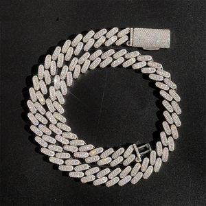 Cadena de eslabones cubanos con incrustaciones de moissanita, estilo pavé, joyería de lujo hip hop, cadena llamativa para hombres y mujeres - Product Image 1