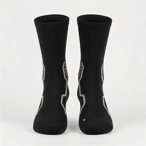 <b>Black</b> Crew Athletic <b>Socks</b> Geometric Pattern Breathable Polyester Spandex Basketball Sports <b>Socks</b> for Adults Summer - Product Image 1