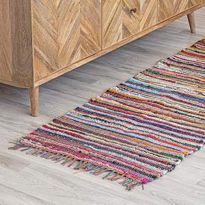 Tapis de couloir Chindi colorés personnalisés de qualité supérieure, faits à la main, lavables, recyclés, tapis de cuisine, paillasson, design de logo - Product Image 3