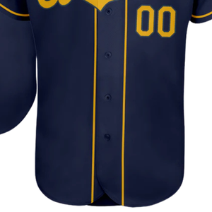 Maillot de baseball bleu marine et or pour homme, boutonné, uniforme d'équipe, respirant, léger, vêtement de sport pour tournoi - Product Image 6