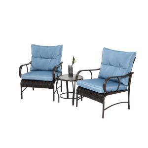 Juego de muebles modernos de mimbre para exteriores, juego de conversación de silla de ratán de 3 piezas con mesa de centro - Product Image 4