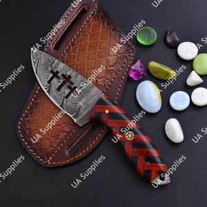 Couteau de camping en acier Damas fait main de qualité supérieure, manche en bois personnalisé, lame fixe 58 HRC, couteaux professionnels - Product Image 1