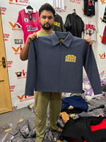 Veste de travail en toile personnalisée pour hommes, en sergé de coton, avec logo brodé, uniforme de travail