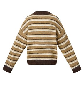 Suéter Varsity de Encaje Transpirable con Cuello Redondo y Ribete en Contraste para Mujer, Venta al Por Mayor para Boutiques de Moda - Product Image 3