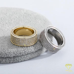 Bague large multi-rangs en argent sterling 925 de luxe avec diamants Moissanite pour les acheteurs de bijoux en gros - Product Image 5