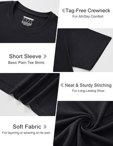 Camiseta de Manga Corta para Hombre, Cuello Redondo, Color Negro, Corte Regular, Estilo Casual, Tejido de Algodón Transpirable - Product Image 5
