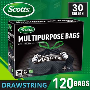 Scotts 120 Bolsas de Basura Negras Grandes de 30 Galones, Desechables, Resistentes a Desgarros, con Cordón, para Contenedores de Basura Grandes de Cocina, Uso Doméstico - Product Image 2